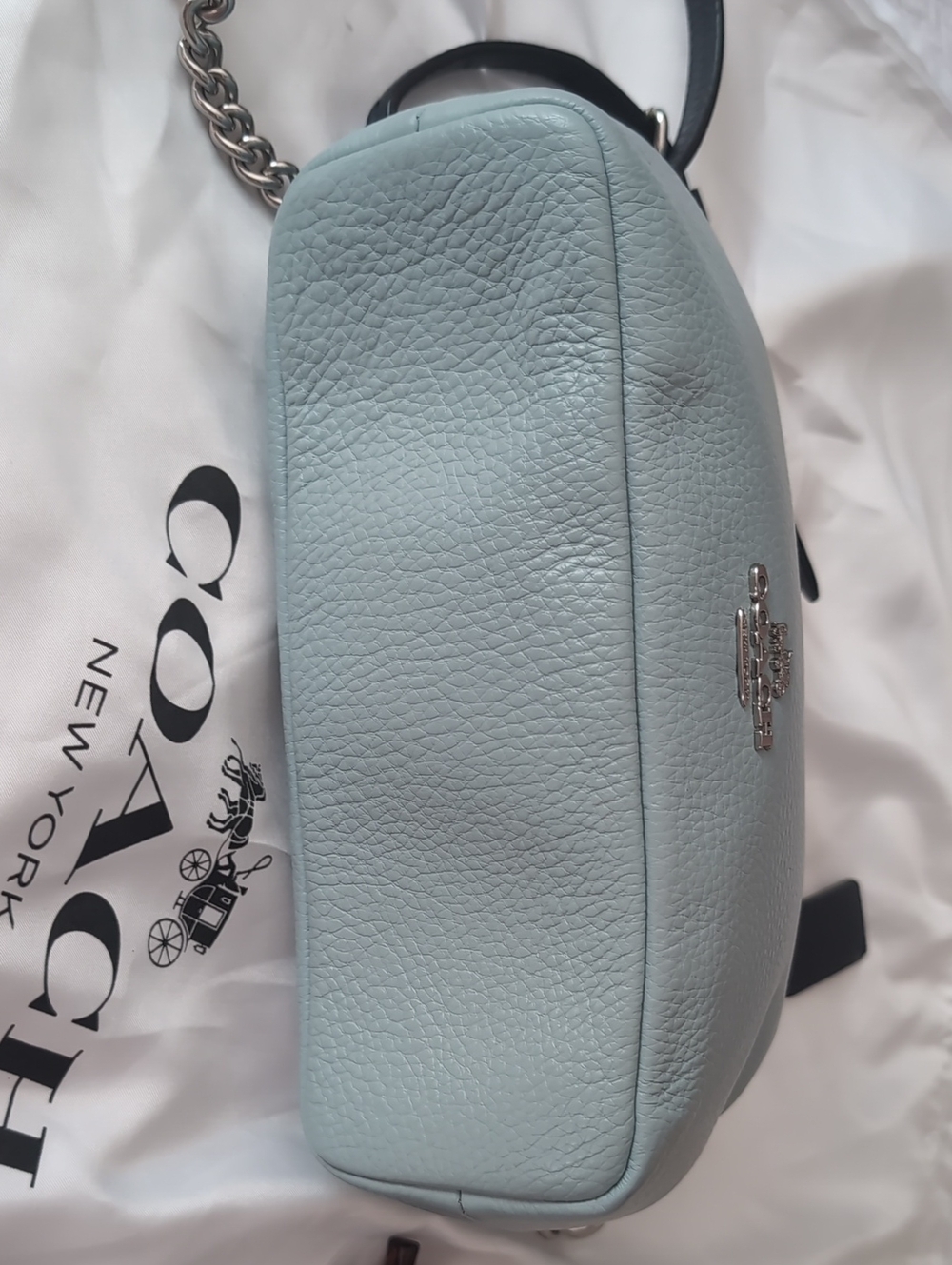 Coach Nora Blueberry Pebbled Leather Kisslock Crossbody in Light Blue Bag - Picture 5 of 9
